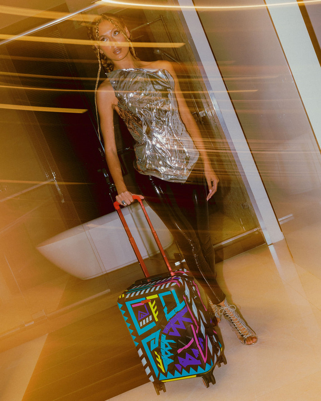 A.I. PATH TO THE FUTURE III HARDSHELL CARRY-ON LUGGAGE - SANDFLOWER COLLAB